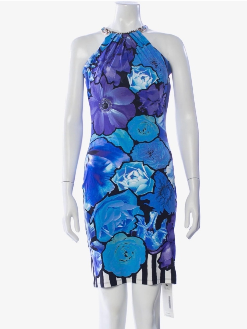 Roberto Cavalli Blue Floral Print Dress